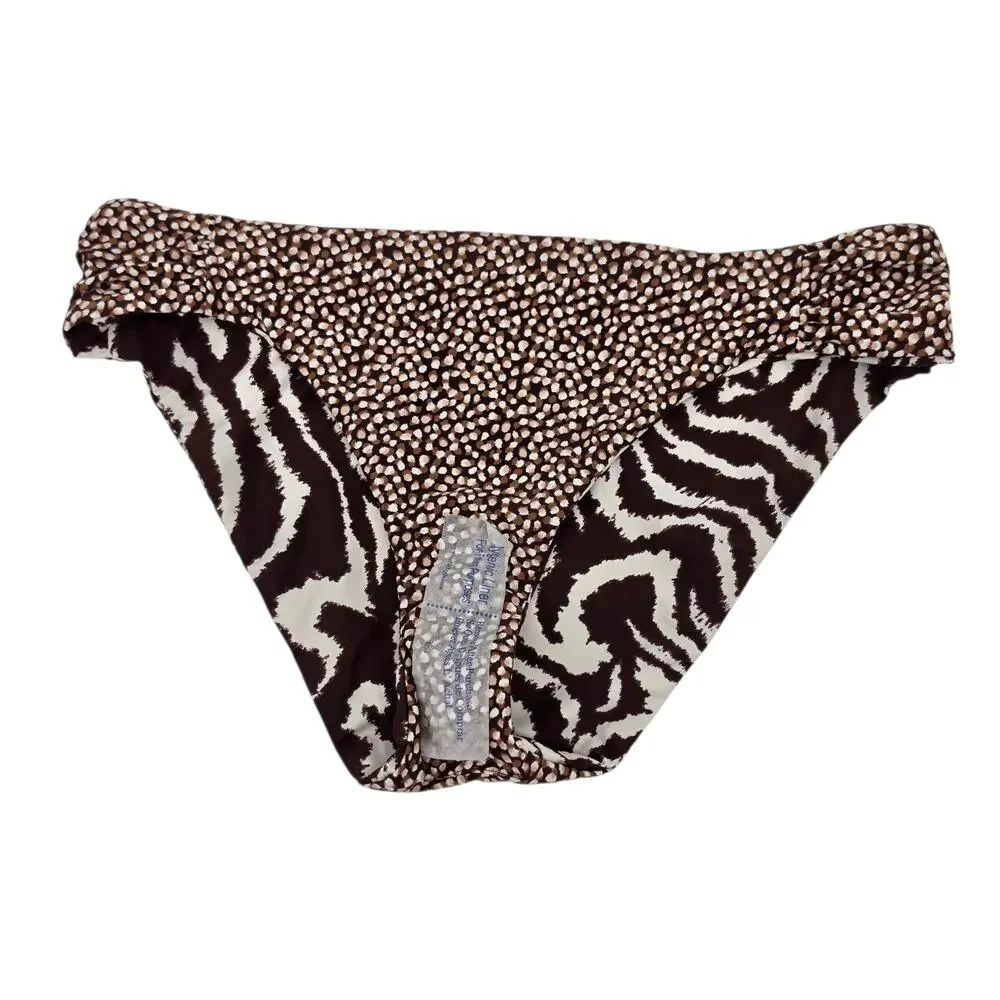 NWOT La Blanca Animal Print Reversible Fierce Lines Hipster Bikini Bottoms Sz 14